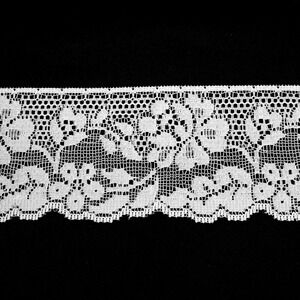 Vintage Floral Lace Trim 20 Yards White Scalloped Edge 1990s Sewing DIY